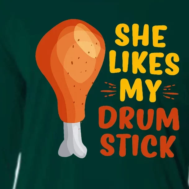 She Likes My Drum Stick Funny Couple Matching Thanksgiving Cooling Performance Long Sleeve Crew