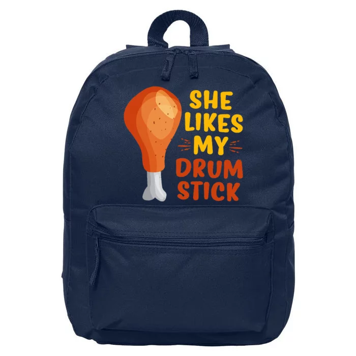 She Likes My Drum Stick Funny Couple Matching Thanksgiving 16 in Basic Backpack