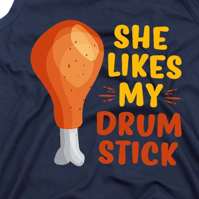 She Likes My Drum Stick Funny Couple Matching Thanksgiving Tank Top