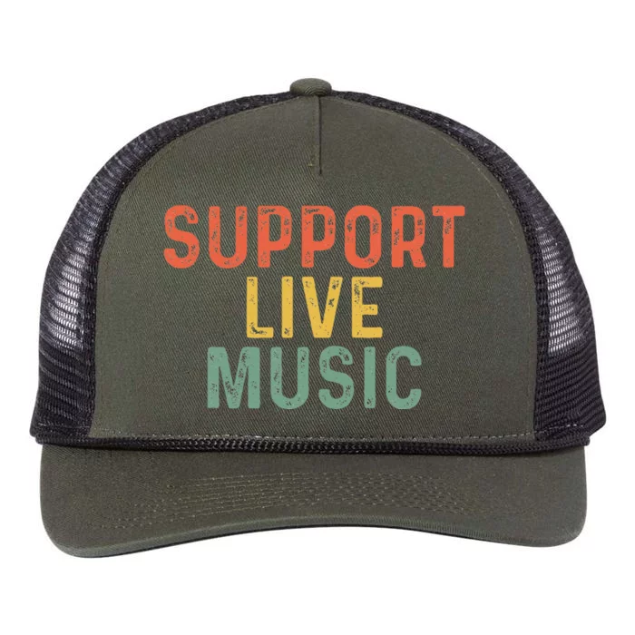 Support Live Music Musicians Concertgoers Music Lovers Retro Rope Trucker Hat Cap