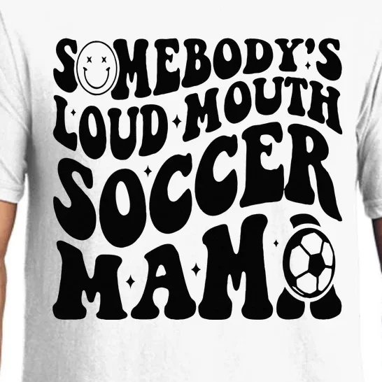 Somebody’s Loud Mouth Soccer Mama Retro Wavy Groovy Back Pajama Set