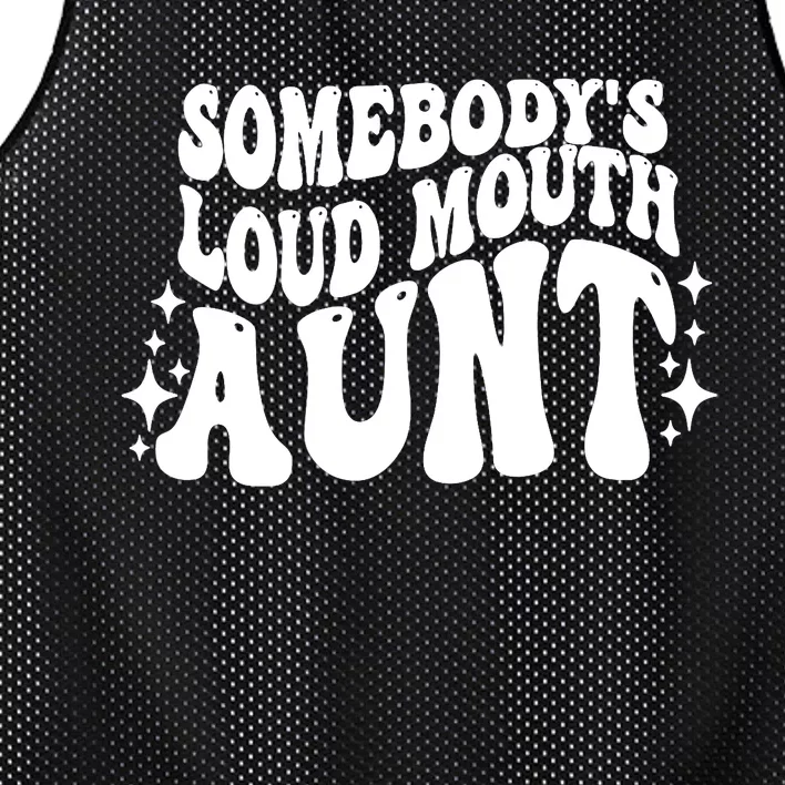 Somebody’s Loud Mouth Aunt Retro Wavy Groovy Mesh Reversible Basketball Jersey Tank