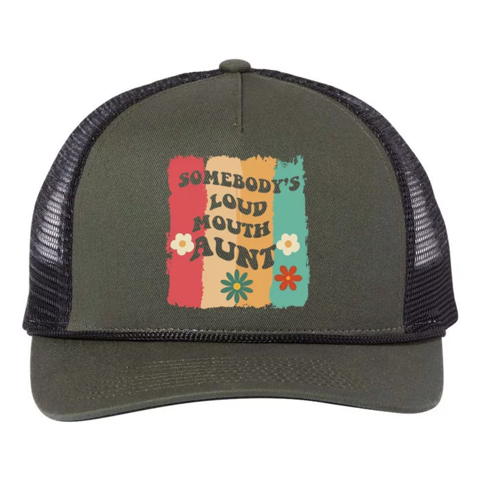 Somebody's loud mouth aunt Retro Groovy Wo Girl Boy Retro Rope Trucker Hat Cap