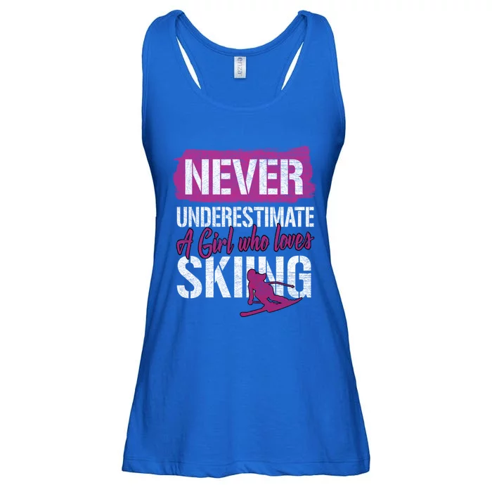 Ski Lovers Never Underestimate A Who Loves Skiing Gift Meaningful Gift Ladies Essential Flowy Tank