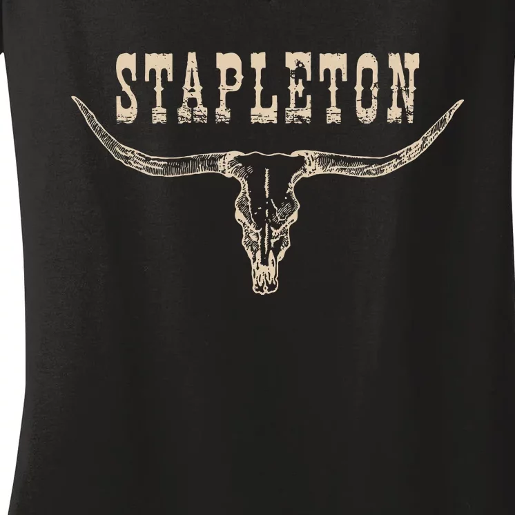 S.T.A.P.L.E.T.O.N Last Name Personalized Team S.T.A.P.L.E.T.O.N Family Pride Women's V-Neck T-Shirt