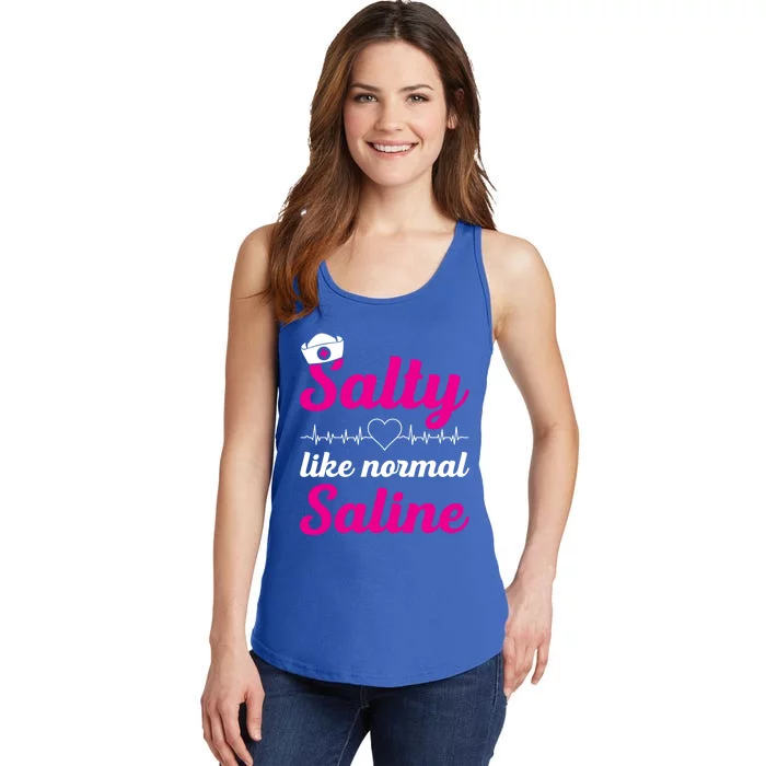 Salty Like Normal Saline Heartbeat Graphic Gift Ladies Essential Tank