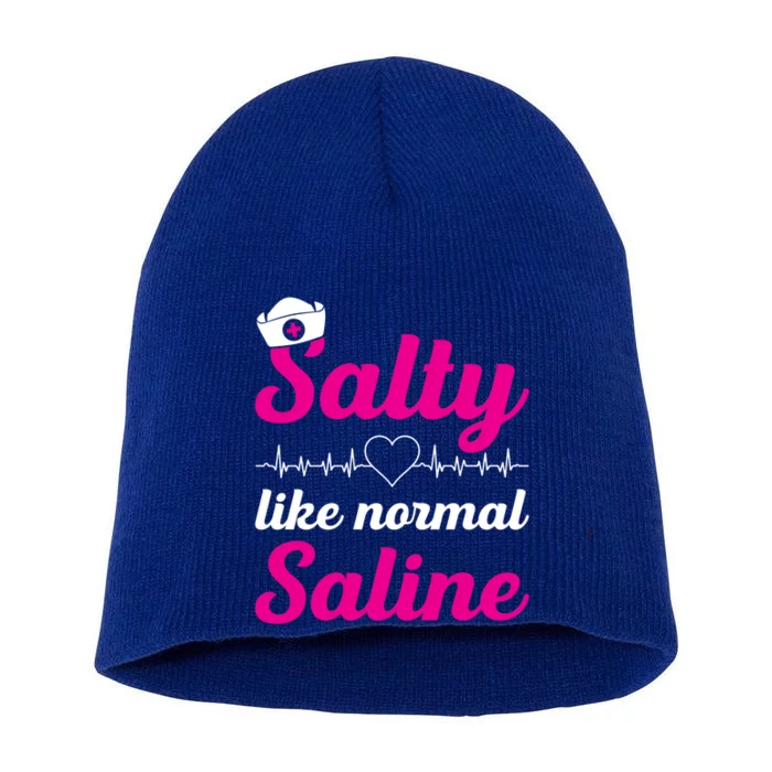 Salty Like Normal Saline Heartbeat Graphic Gift Short Acrylic Beanie