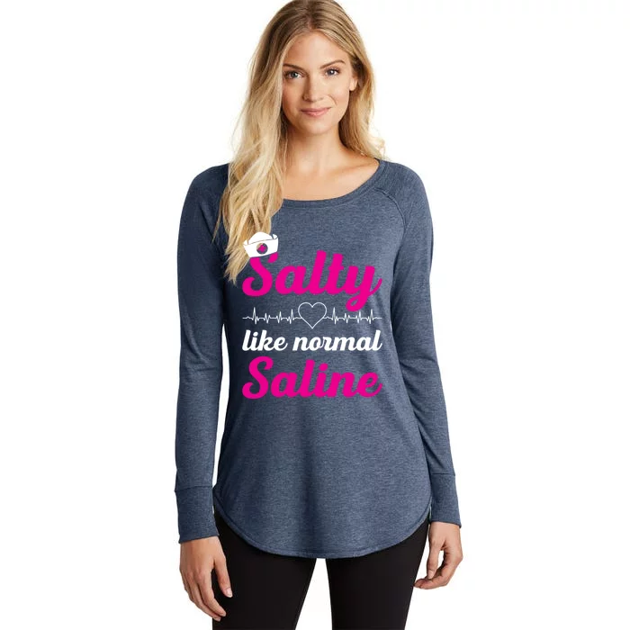 Salty Like Normal Saline Heartbeat Graphic Gift Women's Perfect Tri Tunic Long Sleeve Shirt