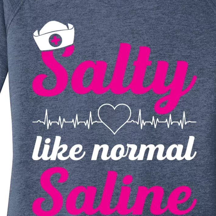 Salty Like Normal Saline Heartbeat Graphic Gift Women's Perfect Tri Tunic Long Sleeve Shirt