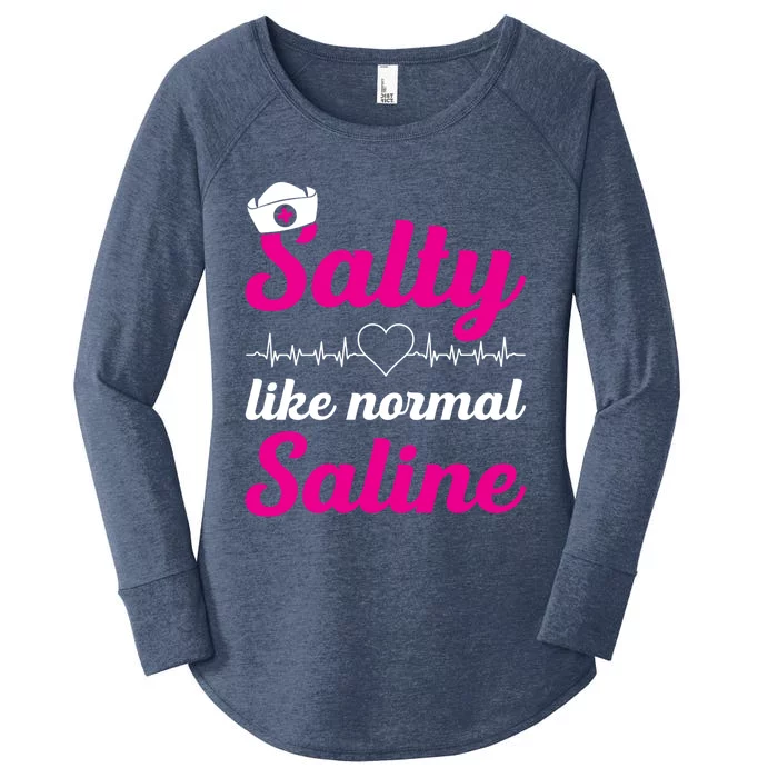 Salty Like Normal Saline Heartbeat Graphic Gift Women's Perfect Tri Tunic Long Sleeve Shirt