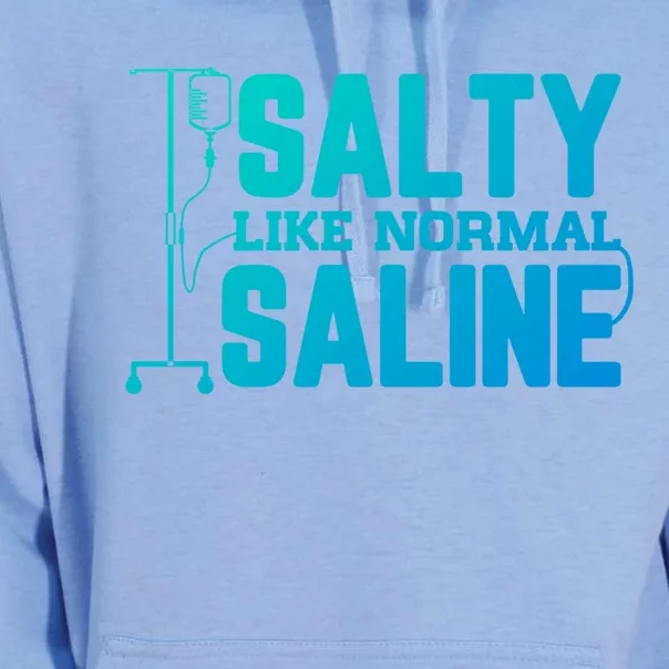 Salty Like Normal Saline Nurse Funny Nursing Cna Rn Lpn Gift Unisex Surf Hoodie