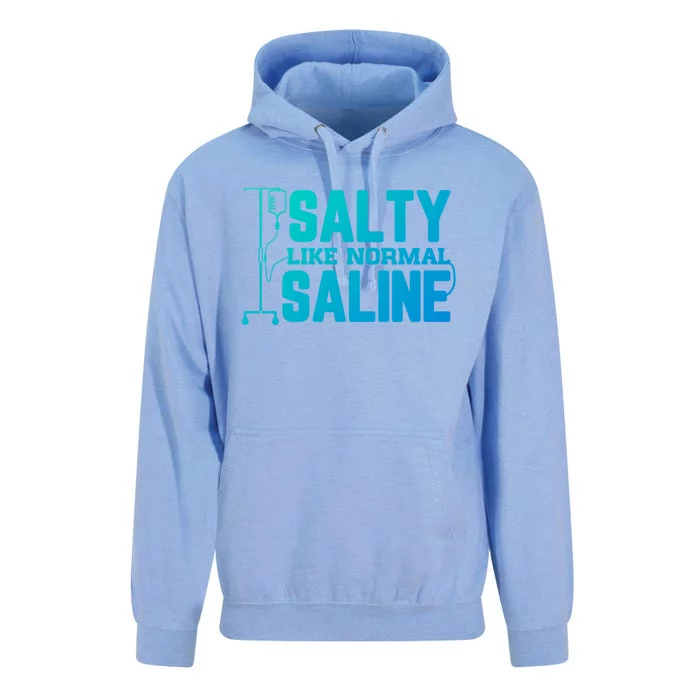 Salty Like Normal Saline Nurse Funny Nursing Cna Rn Lpn Gift Unisex Surf Hoodie