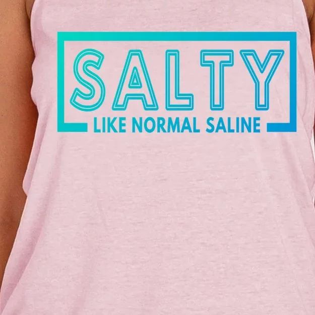 Salty Like Normal Saline Nurse Medical Funny Nurse Funny Gift Women's Knotted Racerback Tank