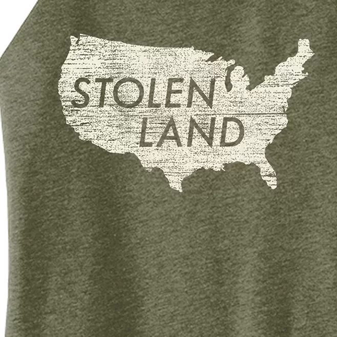 Stolen Land Native American Indigenous Women’s Perfect Tri Rocker Tank