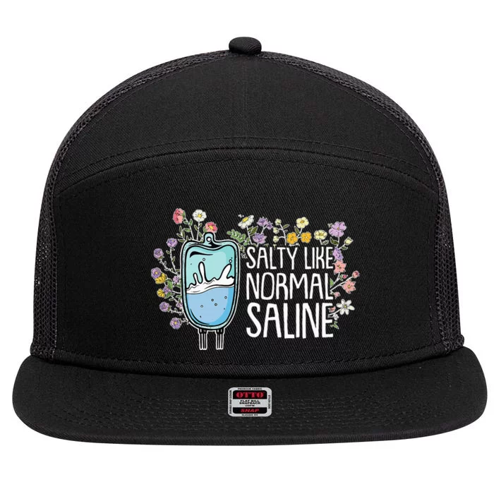 Salty Like Normal Saline Nurse 7 Panel Mesh Trucker Snapback Hat