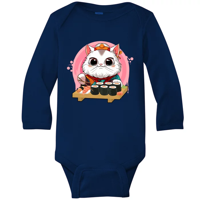 Sushi Lover Neko Cat Lovers Kawaii Anime Cute Sushi Gift Baby Long Sleeve Bodysuit