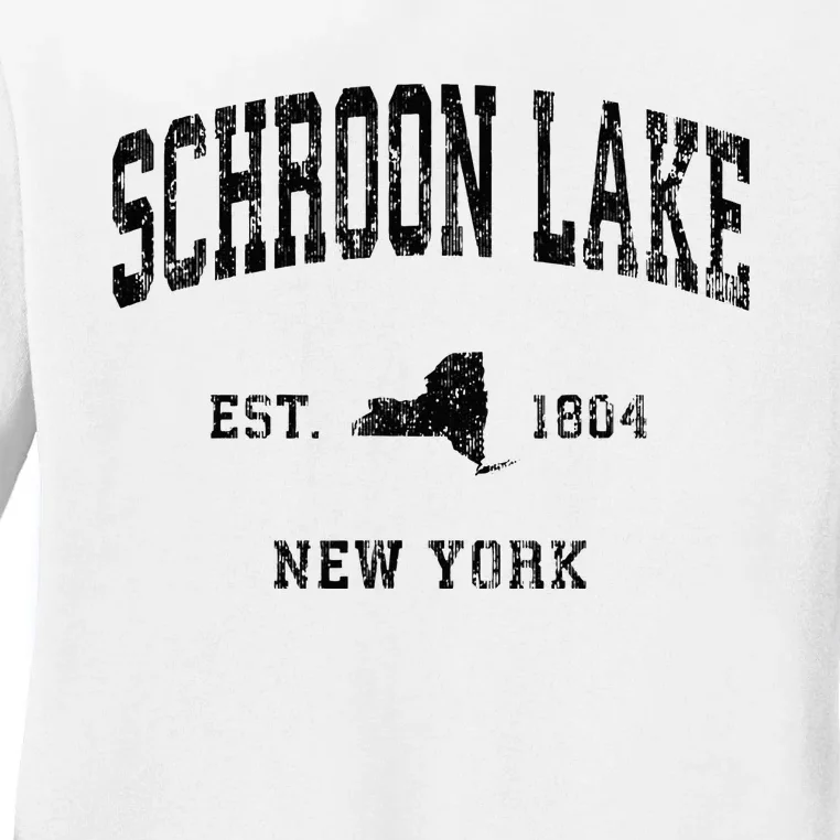 Schroon Lake New York Ny Athletic Black Sports Ladies Long Sleeve Shirt