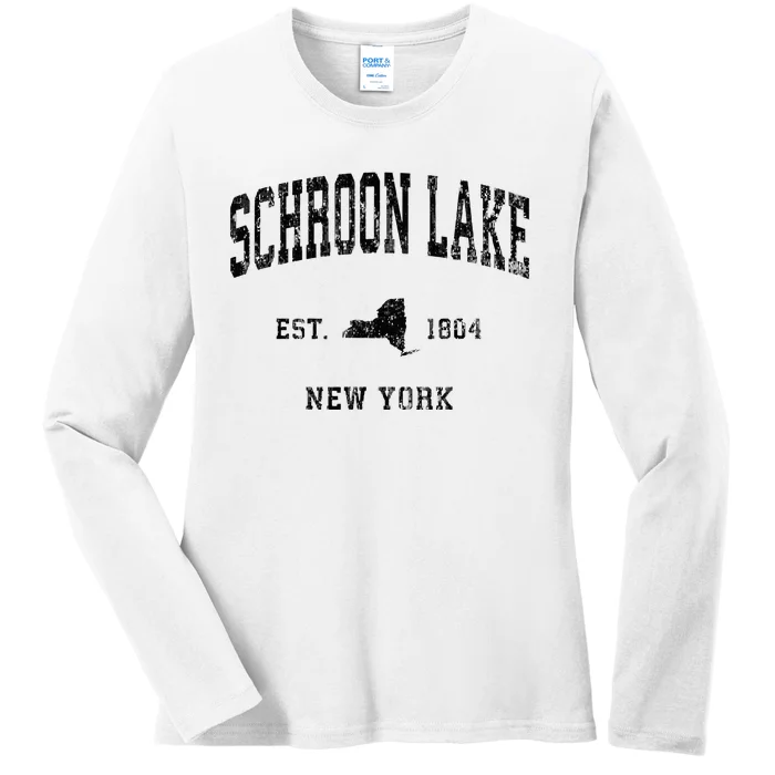 Schroon Lake New York Ny Athletic Black Sports Ladies Long Sleeve Shirt