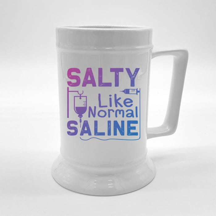 Salty Like Normal Saline Funny Nurse Gift Front & Back Beer Stein