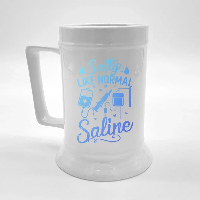 Salty Like Normal Saline Funny Nurse Gift Front & Back Beer Stein