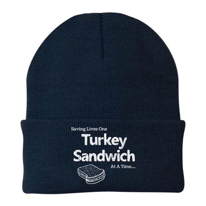 Saving Lives One Turkey Sandwich At A Time Er Nurse Humor Cute Gift Knit Cap Winter Beanie