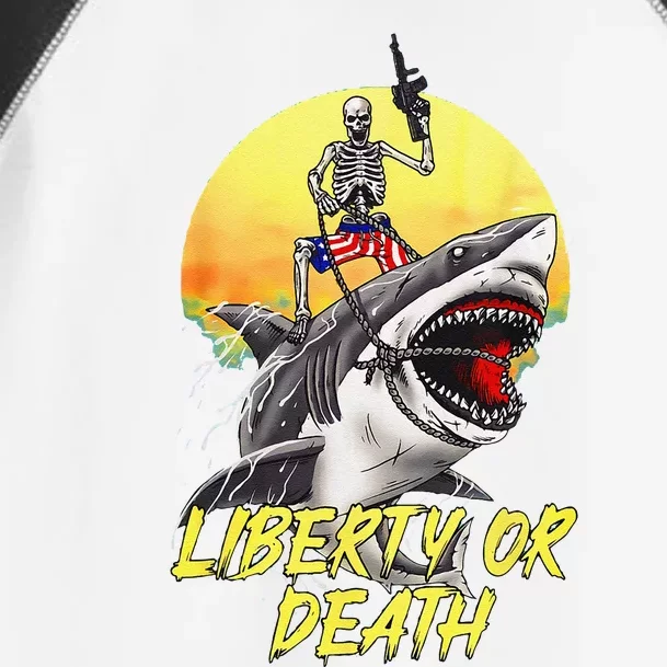 Skeleton Liberty Or Death Shark Halloween American Flag Toddler Fine Jersey T-Shirt