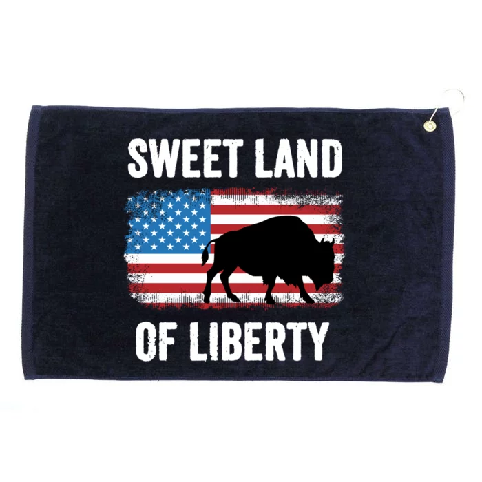 Sweet Land Of Liberty July 4th American Flag Buffalo Patriot Gift Grommeted Golf Towel