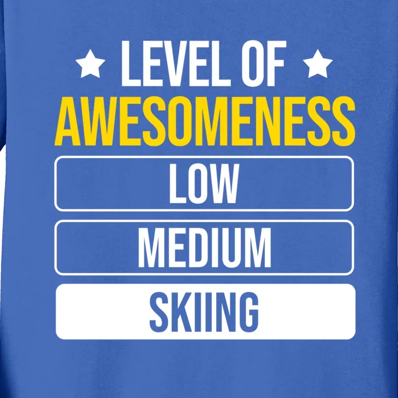 Ski Level Of Awesoess Skiing Gift Kids Long Sleeve Shirt