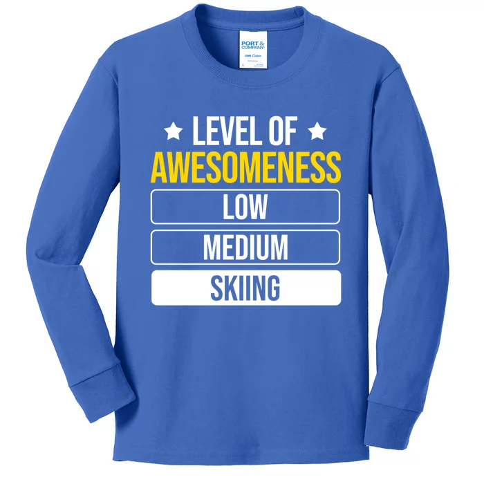 Ski Level Of Awesoess Skiing Gift Kids Long Sleeve Shirt