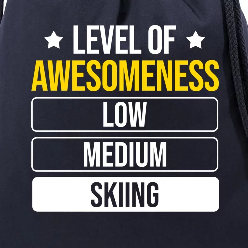 Ski Level Of Awesoess Skiing Gift Drawstring Bag