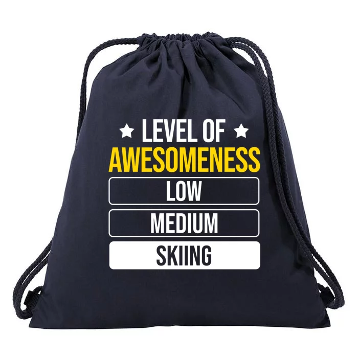 Ski Level Of Awesoess Skiing Gift Drawstring Bag