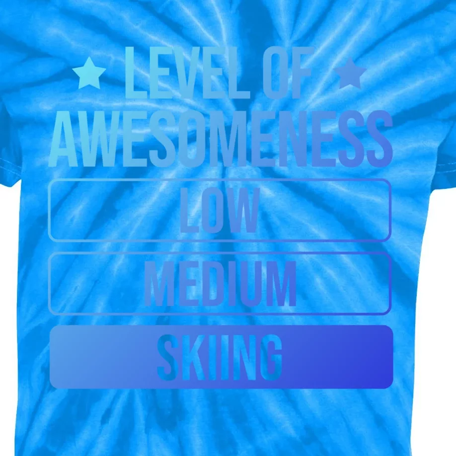 Ski Level Of Awesoess Skiing Cute Gift Kids Tie-Dye T-Shirt