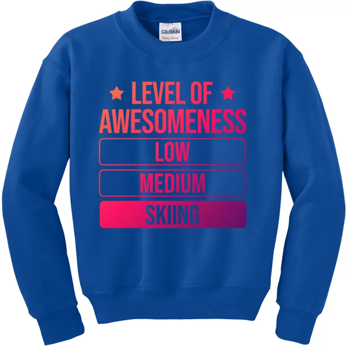 Ski Level Of Awesoess Skiing Cute Gift Kids Sweatshirt