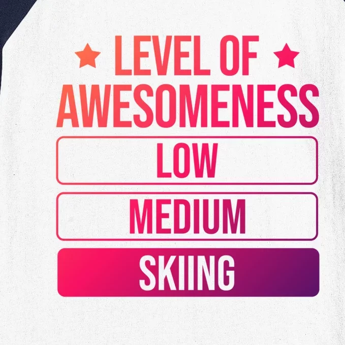 Ski Level Of Awesoess Skiing Cute Gift Baseball Sleeve Shirt