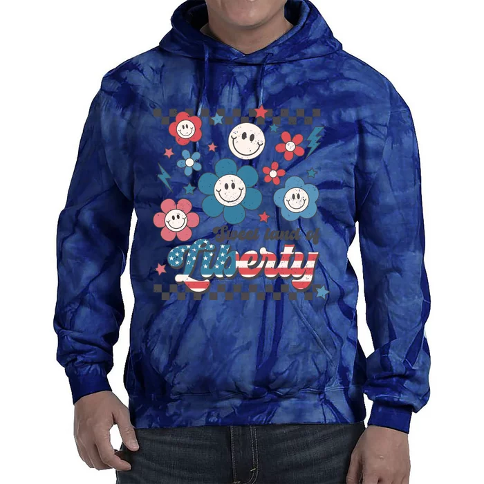 Sweet Land Of Liberty | 4th Of July | Smiley Flowers Retro Tie Dye Hoodie