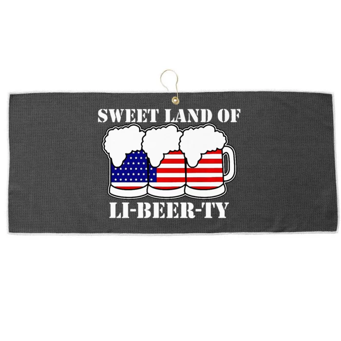 Sweet Land of LiBeerty American Flag Beer July 4th Large Microfiber Waffle Golf Towel