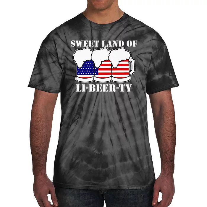 Sweet Land of LiBeerty American Flag Beer July 4th Tie-Dye T-Shirt