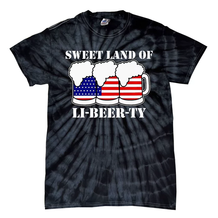 Sweet Land of LiBeerty American Flag Beer July 4th Tie-Dye T-Shirt