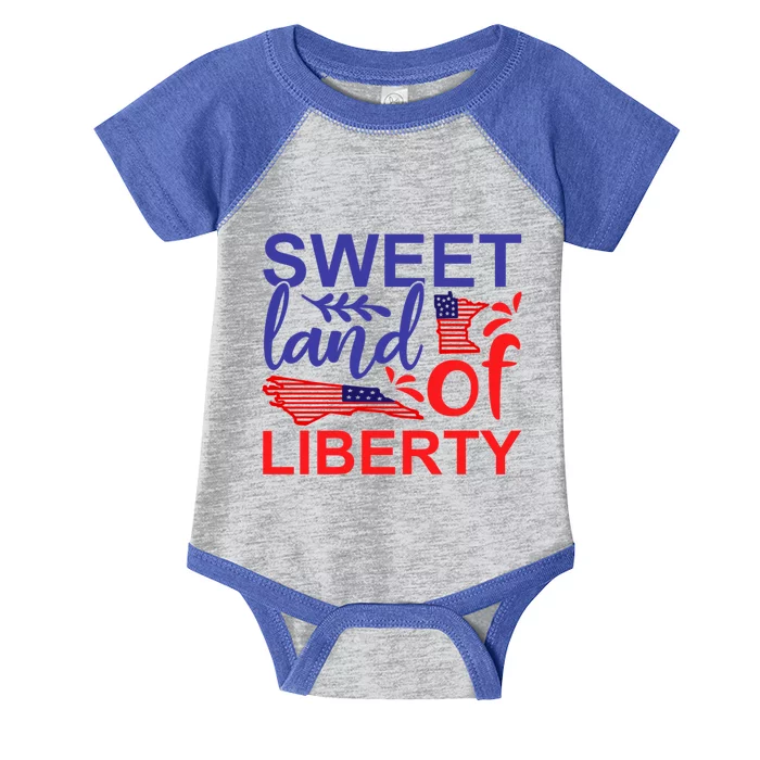 Sweet Land Of Liberty Patriotic American 4th Of July Gift Infant Baby Jersey Bodysuit