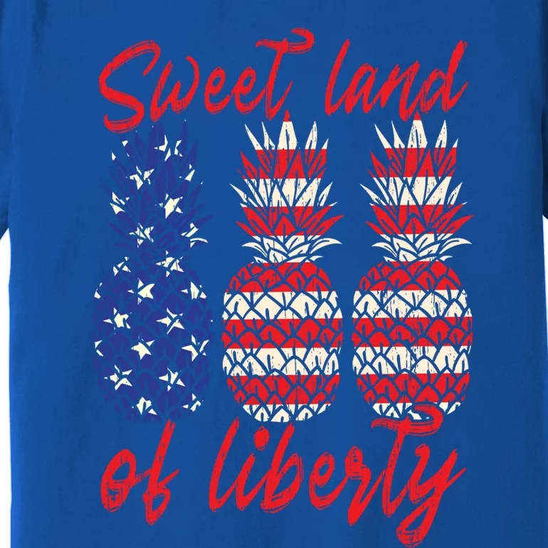 Sweet Land Of Liberty Pineapple Patriot Motive Memorial Day Cute Gift Premium T-Shirt