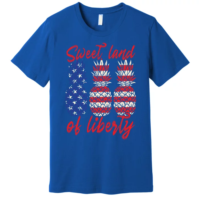 Sweet Land Of Liberty Pineapple Patriot Motive Memorial Day Cute Gift Premium T-Shirt