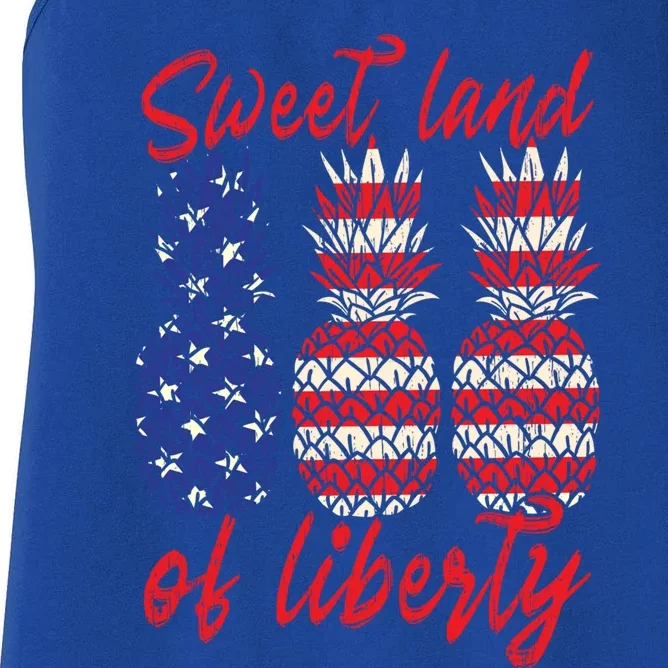 Sweet Land Of Liberty Pineapple Patriot Motive Memorial Day Cute Gift Women's Racerback Tank