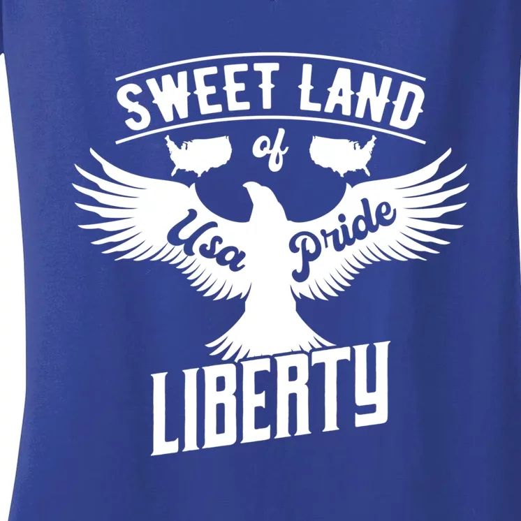 Sweet Land Of Liberty Usa Pride Gift Women's V-Neck T-Shirt