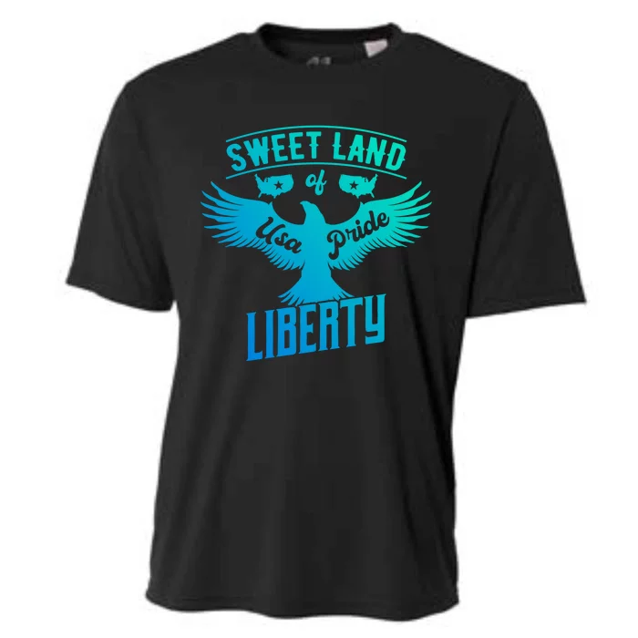 Sweet Land Of Liberty Usa Pride Bald Eagle Freedom Cool Gift Cooling Performance Crew T-Shirt