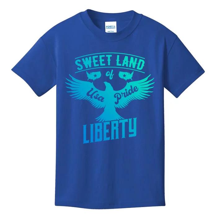 Sweet Land Of Liberty Usa Pride Bald Eagle Freedom Cool Gift Kids T-Shirt