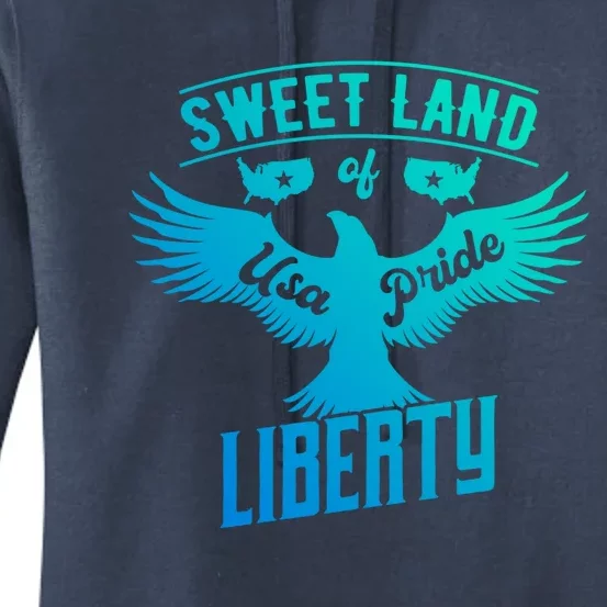 Sweet Land Of Liberty Usa Pride Bald Eagle Freedom Cool Gift Women's Pullover Hoodie