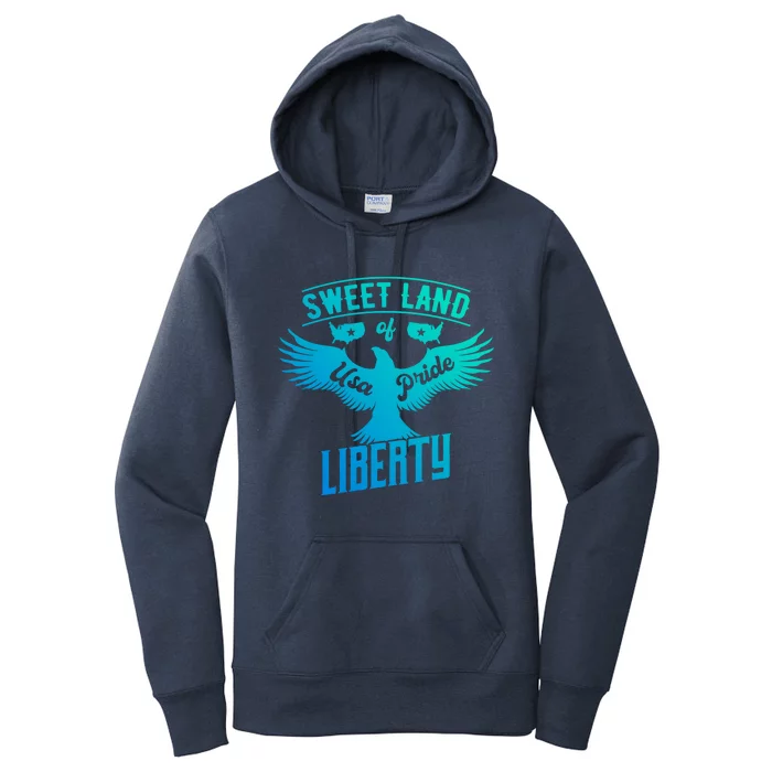 Sweet Land Of Liberty Usa Pride Bald Eagle Freedom Cool Gift Women's Pullover Hoodie