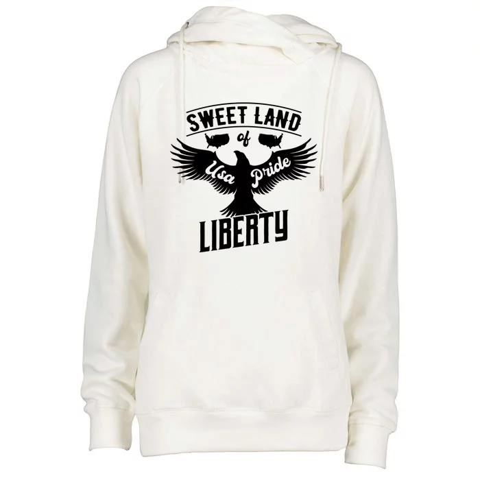 Sweet Land Of Liberty Usa Pride Gift Womens Funnel Neck Pullover Hood