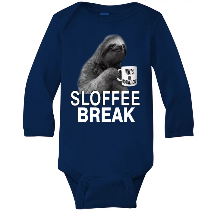 Sloffee Break What's My Motivation Baby Long Sleeve Bodysuit