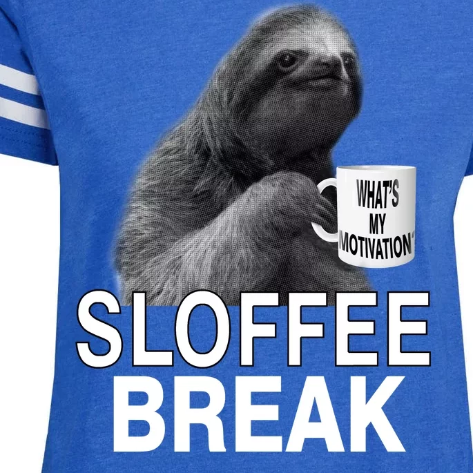 Sloffee Break What's My Motivation Enza Ladies Jersey Football T-Shirt